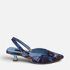 Stiletto cuero textil azul