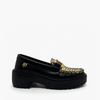 Mocasines Negro Aspen Oro en Cuero