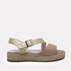 Sandalias Alpargatas N537 Oro y Taupe en Cuero y Yute