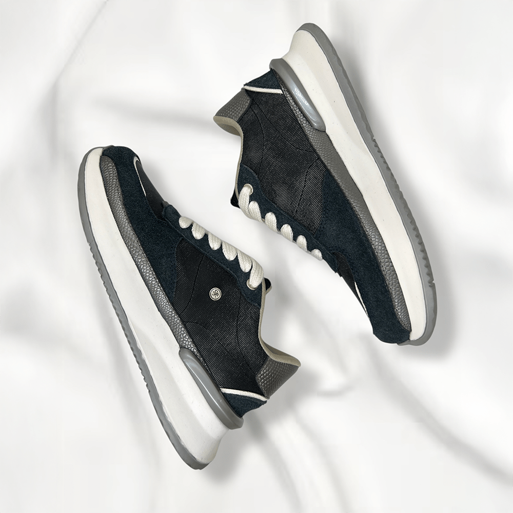 Tenis de cuero azul oscuro para mujer
