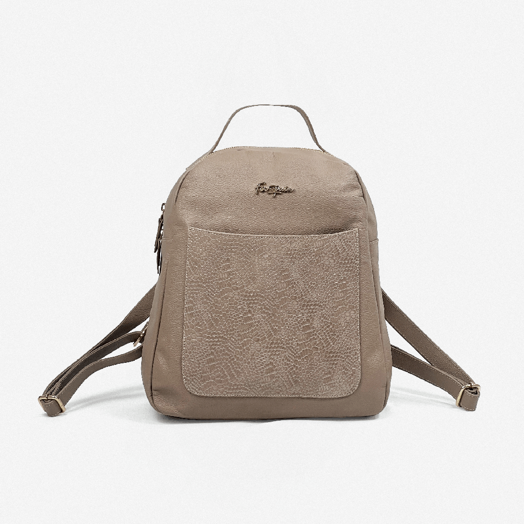Morral beige de cuero para mujer