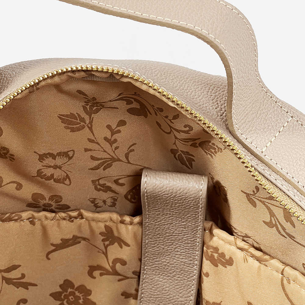 Morral beige de cuero para mujer