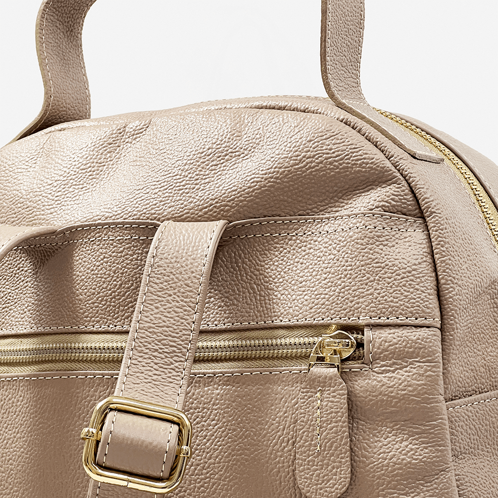 Morral beige de cuero para mujer