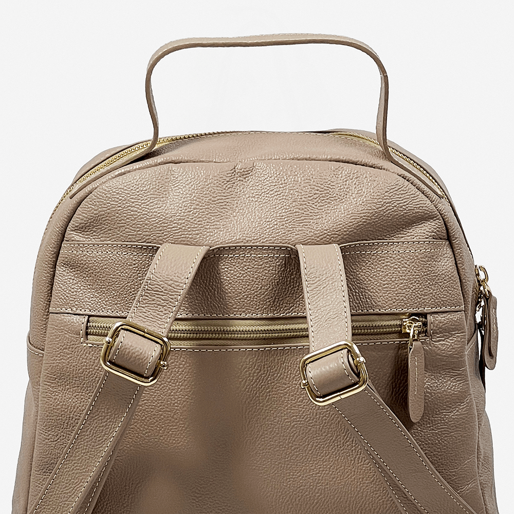 Morral beige de cuero para mujer