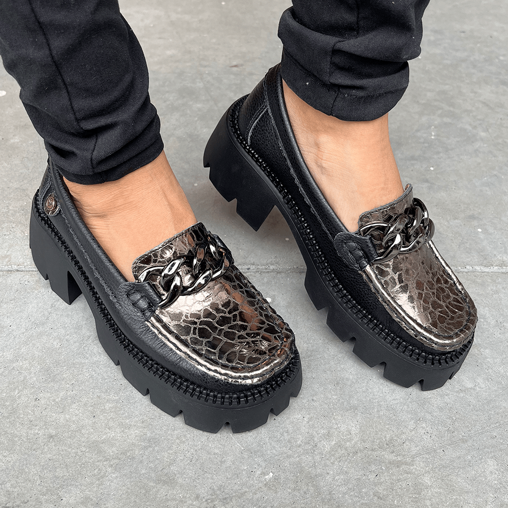 Mocasines de cuero negro
